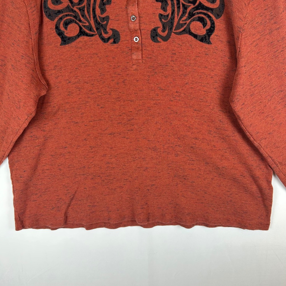 Harley-Davidson Womens 3W Rust Orange Space Dye Hooded Henley Flocked Top 2014 - Picture 7 of 12